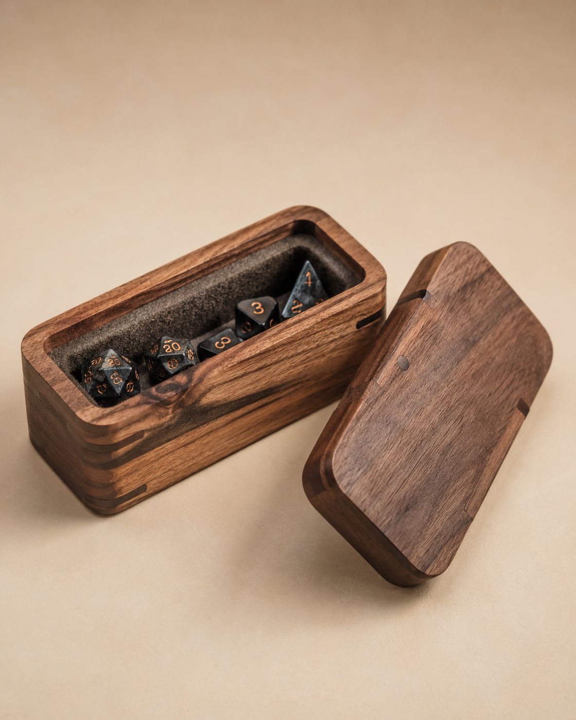 Handmade wooden dice box